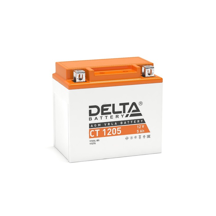 фото Аккумуляторная батарея delta ст1205 (ytx5l-bs, yt5l-bs, ytz7s) 12 в, 5 ач обратная (- +)