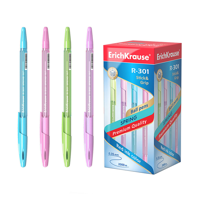 Ручка шариковая Erich Krause R-301 Spring Stick & Grip, узел 0.7 мм, стержень синий, резиновый упор, длина линии письма 2000 метров, микс
Ручка шариковая Erich Krause R-301 Spring Stick & Grip, узел 0.7 мм, стержень синий, резиновый упор, длина линии письма 2000 метров, микс
