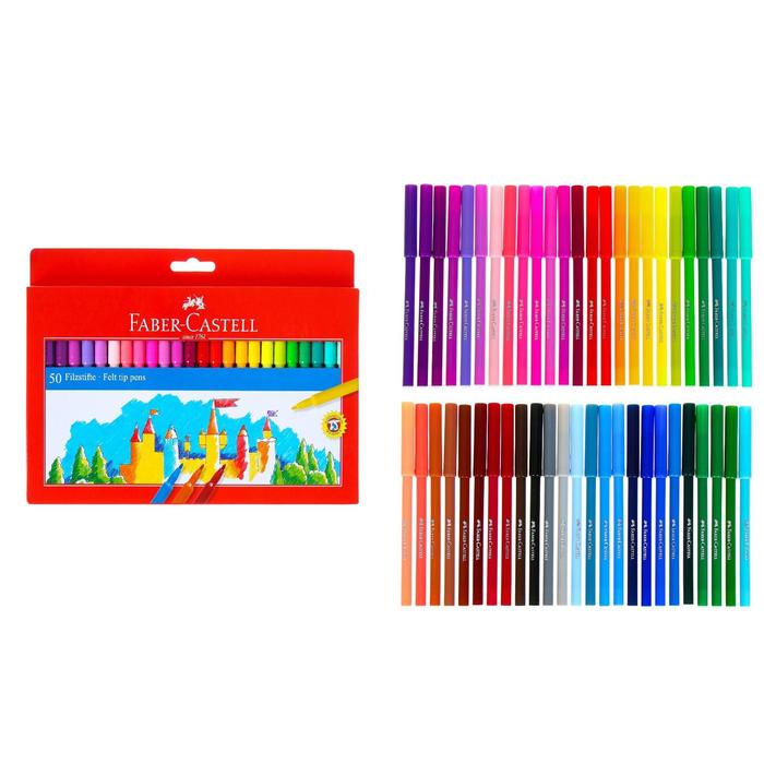 фото Фломастеры 50 цветов faber-castell «замок», в картонной коробке