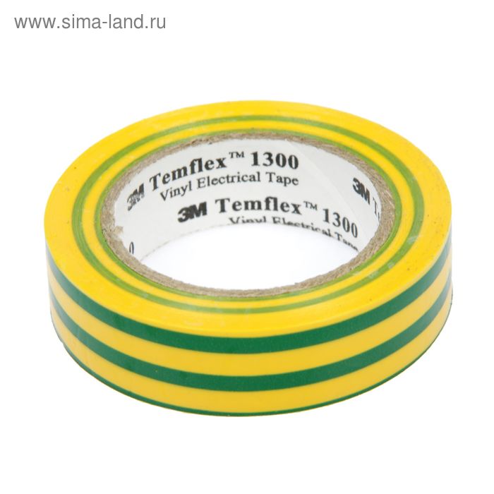 Изолента 3М Temflex 1300, ПВХ, 15 мм x 10 м, 130 мкм, желтая/зеленая 
Изолента 3М Temflex 1300, ПВХ, 15 мм x 10 м, 130 мкм, желтая/зеленая