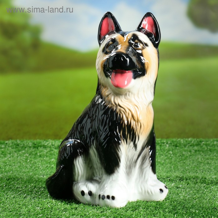Садовая фигура "Овчарка", чёрно-белая, 30 см