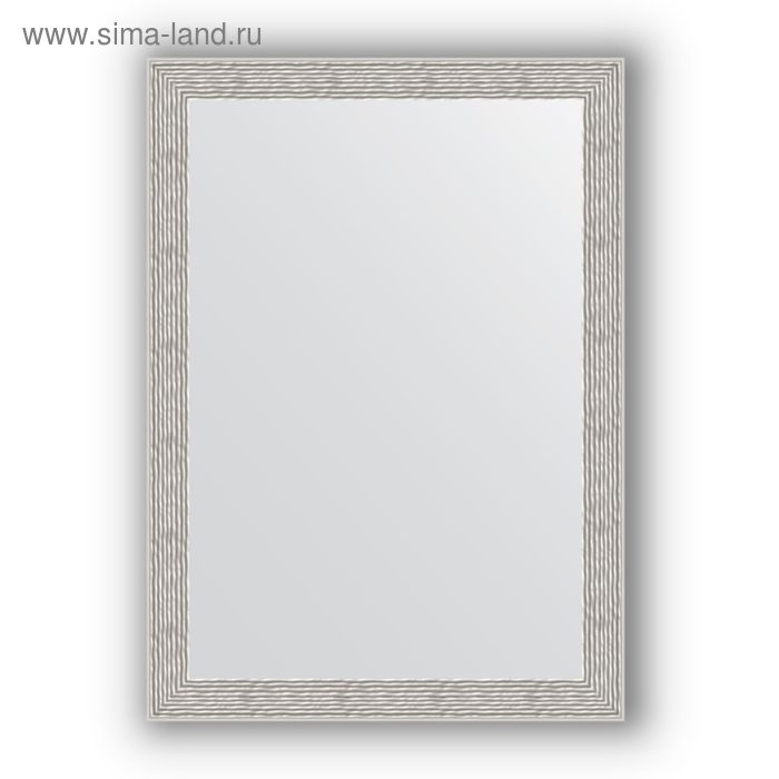 фото Зеркало в багетной раме - волна алюминий 46 мм, 51 х 71 см, evoform