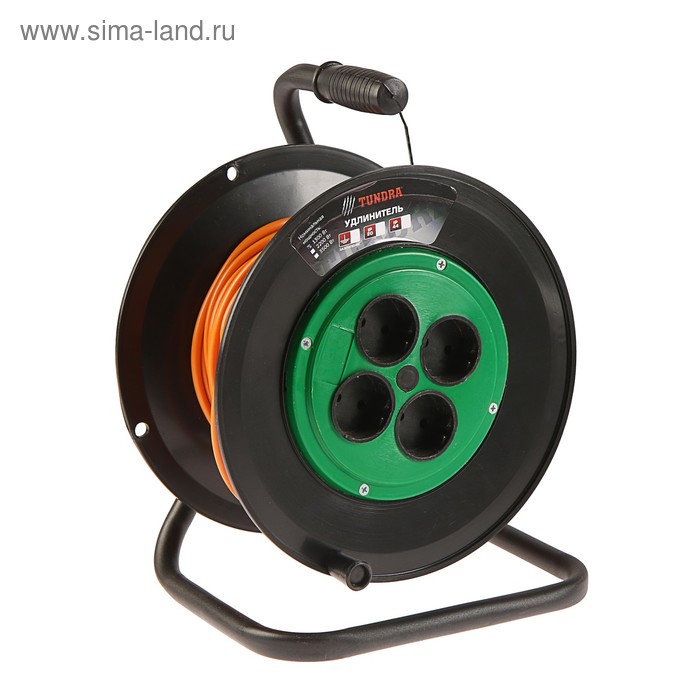 Удлинитель на катушке TUNDRA, 4 розетки, 25 м, 6 А, ПВС 2х0.75 мм2, без з/к, IP20, 
Удлинитель на катушке TUNDRA, 4 розетки, 25 м, 6 А, ПВС 2х0.75 мм2, без з/к, IP20,
