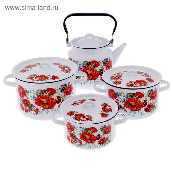 Набор посуды «Маки. Мечта», 4 предмета: кастрюли 1,5 л, 2,9 л, 4,5 л, чайник 3,5 л, цвет белый
Набор посуды «Маки. Мечта», 4 предмета: кастрюли 1,5 л, 2,9 л, 4,5 л, чайник 3,5 л, цвет белый