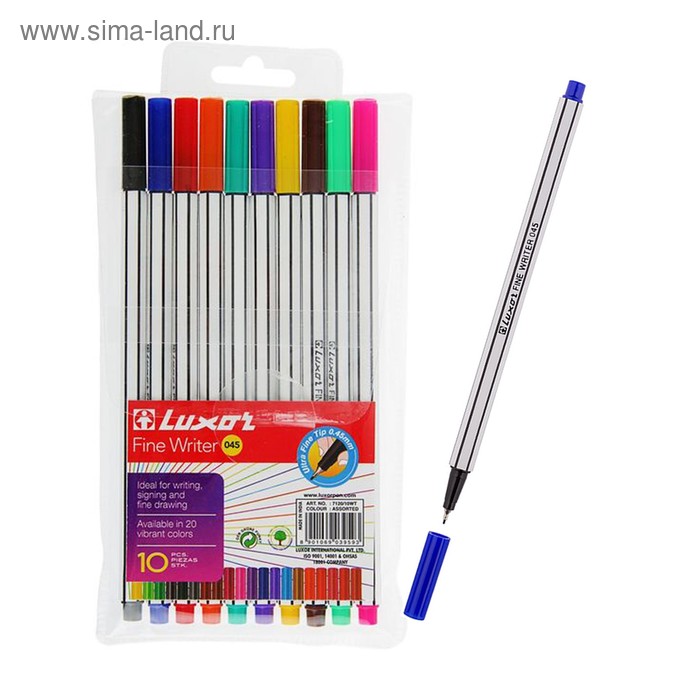 Набор капиллярных ручек 10 цветов, 0,8 мм, Luxor "Fine Writer 045", чехол с европодвесом
Набор капиллярных ручек 10 цветов, 0,8 мм, Luxor "Fine Writer 045", чехол с европодвесом