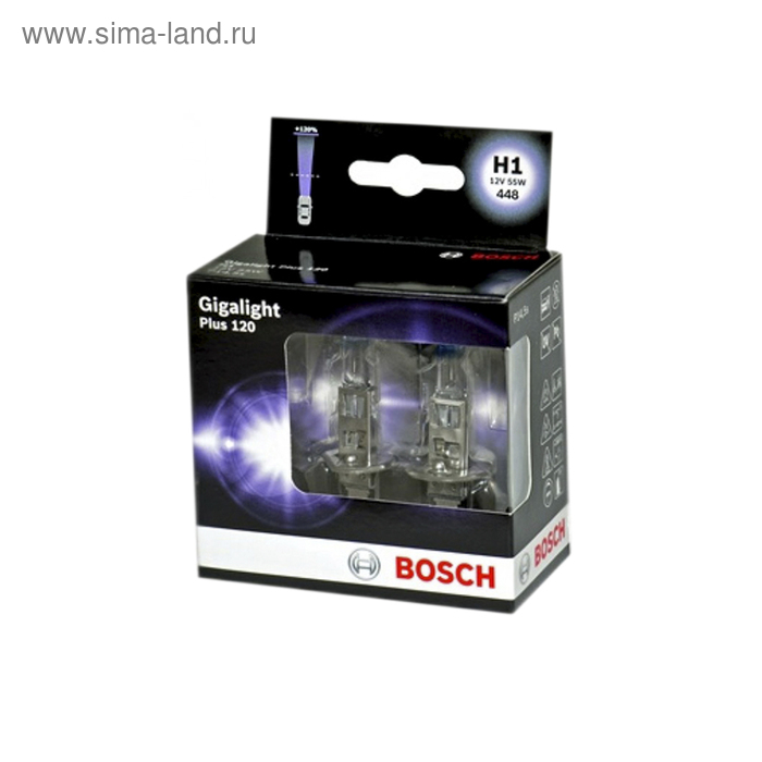 Лампа Bosch GIGALIGHT+120, H1, 12 В, 55 Вт, 2 шт (DP/двойная коробка), 1987301105 
Лампа Bosch GIGALIGHT+120, H1, 12 В, 55 Вт, 2 шт (DP/двойная коробка), 1987301105