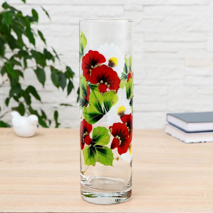 Ваза "Мак с ромашками" трубка 26 см 
Ваза "Мак с ромашками" трубка 26 см