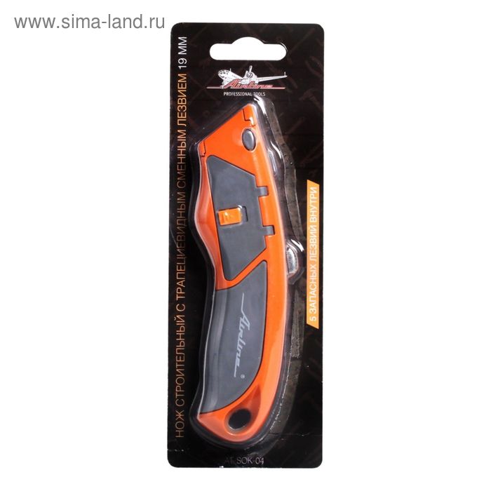 Нож строительный с трапециевидным сменным лезвием 19мм AT-SOK-04 Airline
Нож строительный с трапециевидным сменным лезвием 19мм AT-SOK-04 Airline