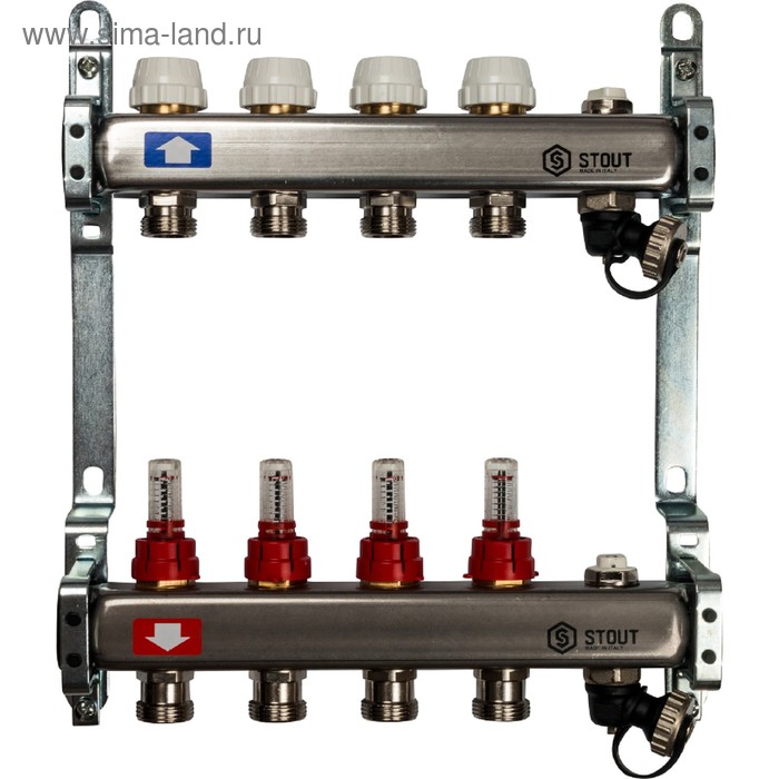 Коллектор STOUT, нержавеющая сталь с расходомерами, с выпускным клапаном 4 выхода
Коллектор STOUT, нержавеющая сталь с расходомерами, с выпускным клапаном 4 выхода
