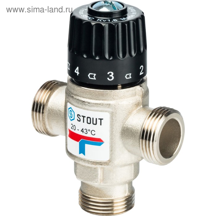 Клапан смесительный STOUT SVM-0020-164320, 3/4" наружная резьба ,20-43°С KV 1,6 
Клапан смесительный STOUT SVM-0020-164320, 3/4" наружная резьба ,20-43°С KV 1,6