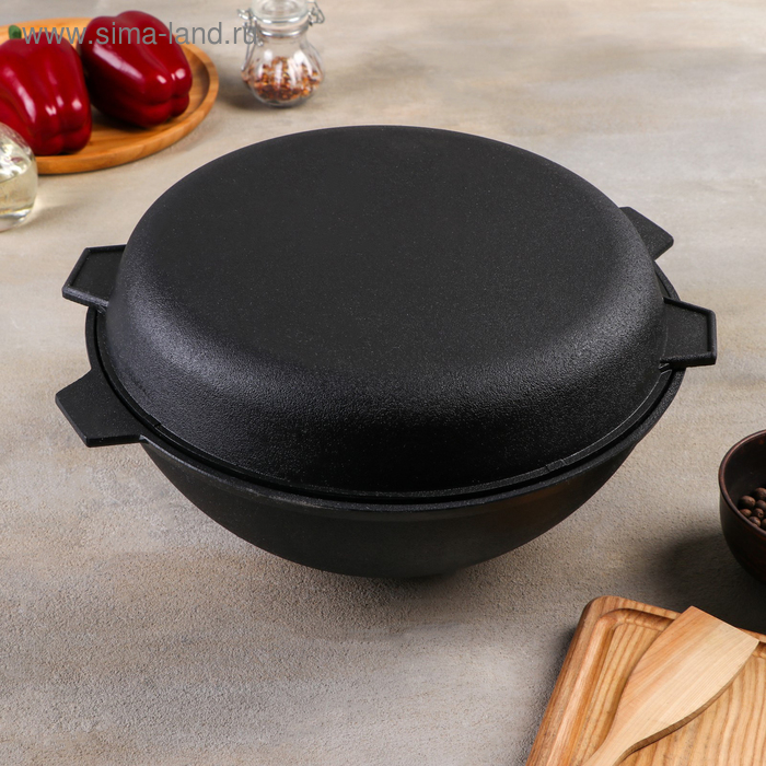 Котёл, 5 л, крышка-сковорода, 1 л, цвет чёрный
Котёл, 5 л, крышка-сковорода, 1 л, цвет чёрный