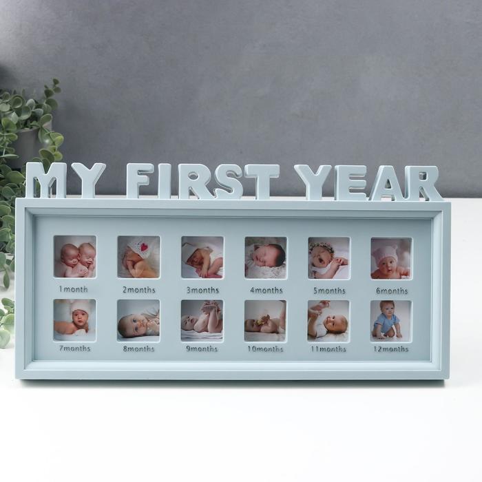Фоторамка пластик на 12 фото 4х4 см "Мой первый год" серо-голубая 42,5х21,5х3 см
Фоторамка пластик на 12 фото 4х4 см "Мой первый год" серо-голубая 42,5х21,5х3 см