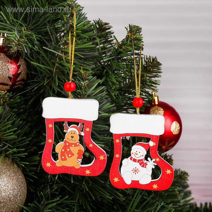 фото Подвеска новогодняя «валенок с сюрпризом», микс лесная мастерская