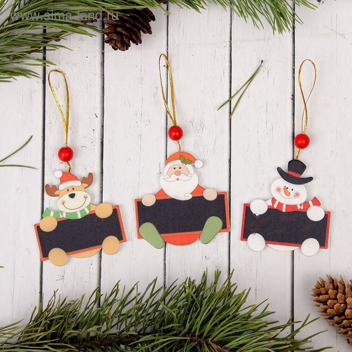 фото Подвеска новогодняя «зимушка» с досочкой для пожеланий, под мел, микс лесная мастерская