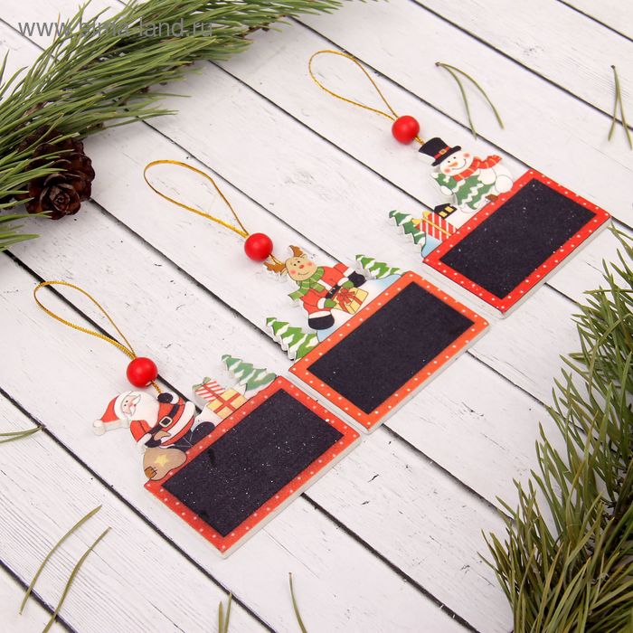 фото Подвеска новогодняя "помощники" с досочкой для пожеланий, под мел, микс, односторонняя лесная мастерская