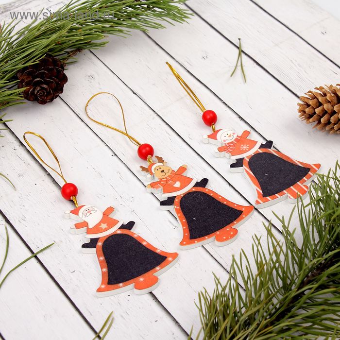 фото Подвеска новогодняя «веселимся» с досочкой для пожеланий, под мел, микс лесная мастерская