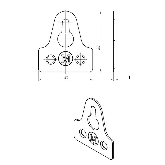 фото Подвеска мебельная, 38 х 34 мм, покрытие цинк металлист