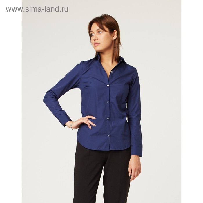 фото Рубашка женская, размер xl(50), цвет синий, 65% хлопок + 35% п/э