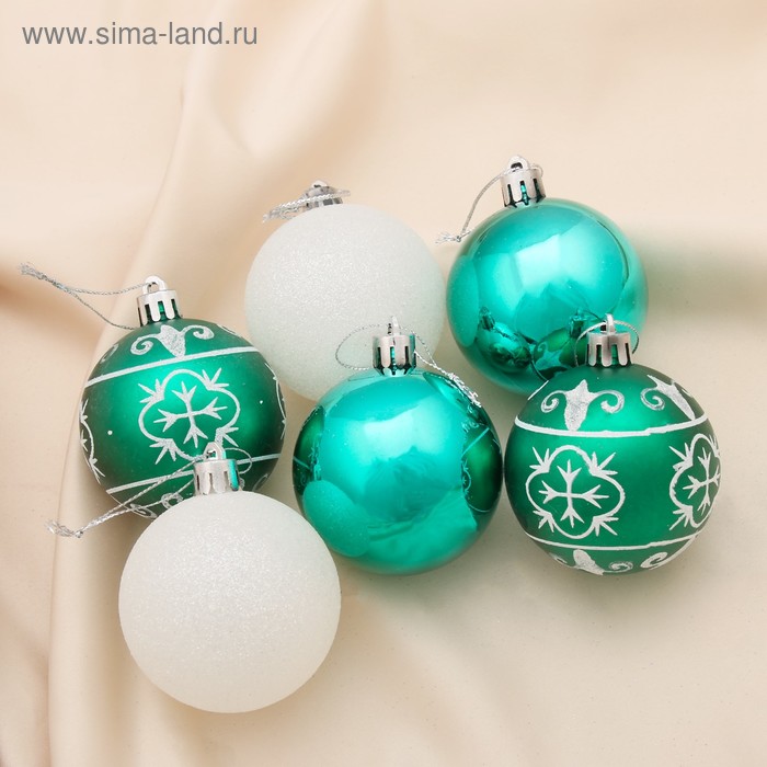 Набор шаров пластик d-6 см, 6 шт "Изумрудик - узоры" белый и зелёный
Набор шаров пластик d-6 см, 6 шт "Изумрудик - узоры" белый и зелёный