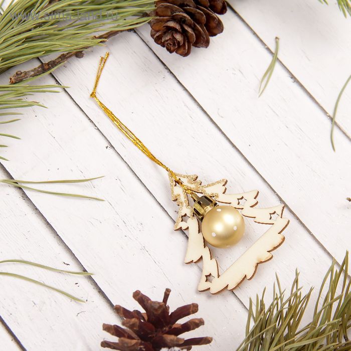 фото Подвеска новогодняя с елочной игрушкой «ёлочка» лесная мастерская