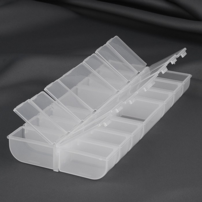 фото Органайзер для бисера, 14 отделений, 25 × 10,5 × 2,75 см, цвет прозрачный
