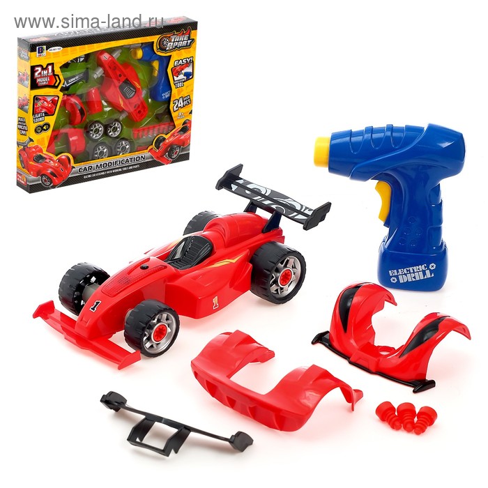 Конструктор «Cпорткар», 2 в 1, с электрическим шуруповёртом и обвесами, 24 детали
Конструктор «Cпорткар», 2 в 1, с электрическим шуруповёртом и обвесами, 24 детали