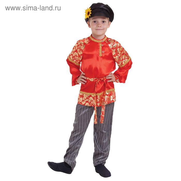 фото Русский народный костюм для мальчика "хохлома с золотом", р-р 68, рост 134 см страна карнавалия