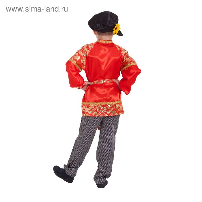 фото Русский народный костюм для мальчика "хохлома с золотом", р-р 72, рост 140 см страна карнавалия