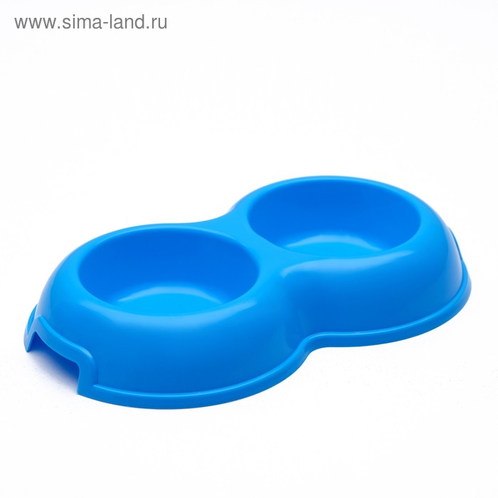 Миска для кошек двойная, голубая, 0.2 л 
Миска для кошек двойная, голубая, 0.2 л