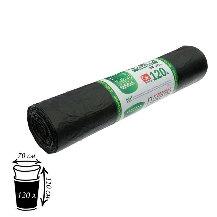 Мешки для мусора Bio, 120 л, 16 мкм, ПНД, 50 шт, цвет чёрный
Мешки для мусора Bio, 120 л, 16 мкм, ПНД, 50 шт, цвет чёрный