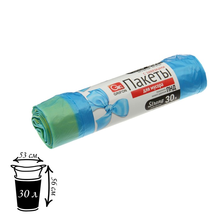 Мешки для мусора с завязками, 30 л, 12 мкм, ПНД, 10 шт, цвет синий
Мешки для мусора с завязками, 30 л, 12 мкм, ПНД, 10 шт, цвет синий