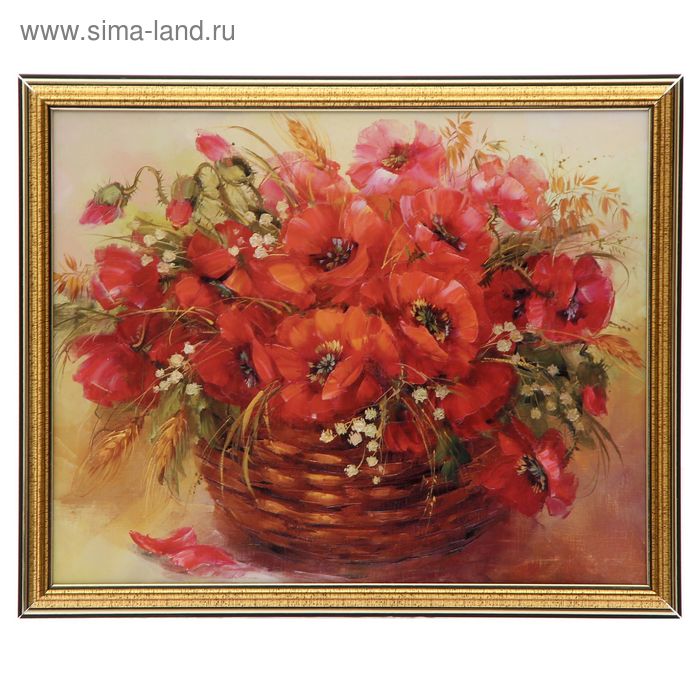 Картина "Корзина с маками" 35х28 (38*31) см