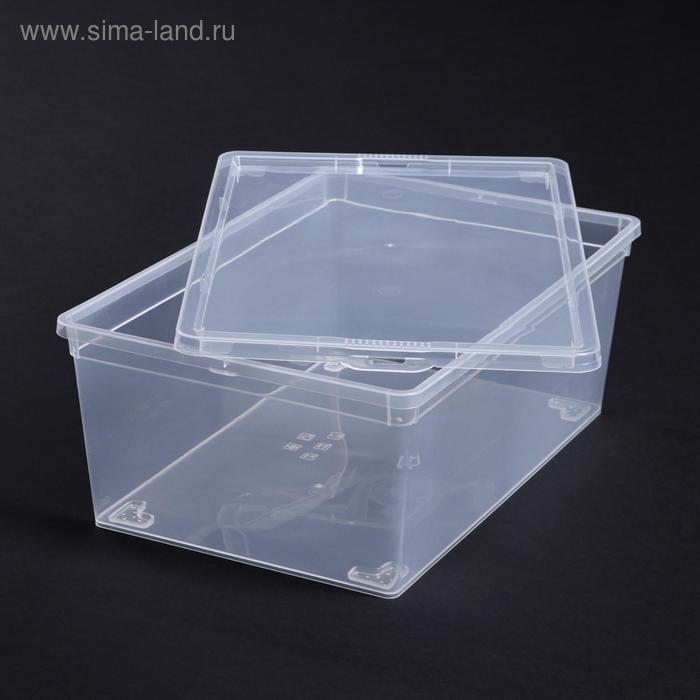 фото Ящик для хранения с крышкой, 10 л, 37×24×14 см, цвет прозрачный idea