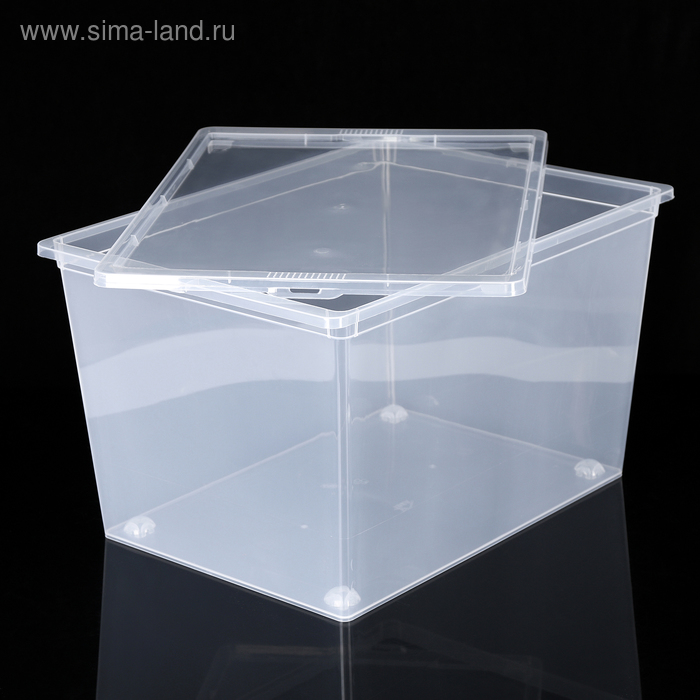 фото Ящик для хранения с крышкой, 50 л, 53×38×30 см, цвет прозрачный idea