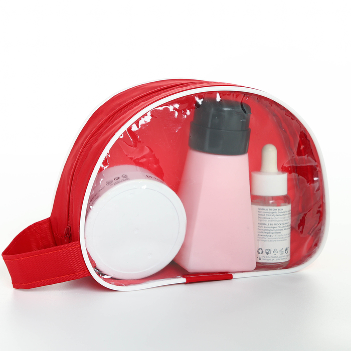 фото Косметичка на молнии, с ручкой, цвет красный