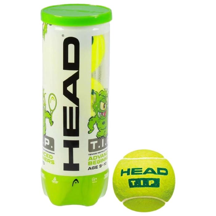 фото Мяч теннисный head t.i.p green, набор 3 штуки, фетр, натуральная резина