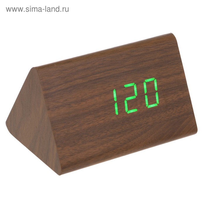 фото Часы-будильник электронные "креон", настольные, зеленые/красные цифры, 12х8х8 см