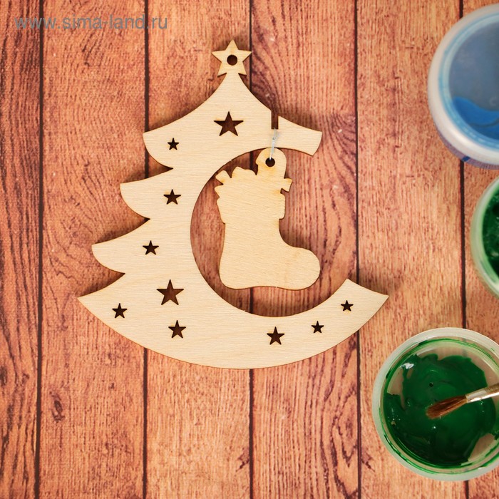 фото Заготовка для творчества «ёлочка с новогодним носком», подвеска