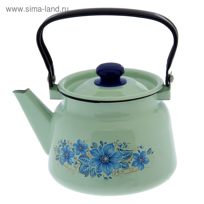 Чайник 2,3 л, с пластиковой ручкой, декор, цвет салатовый