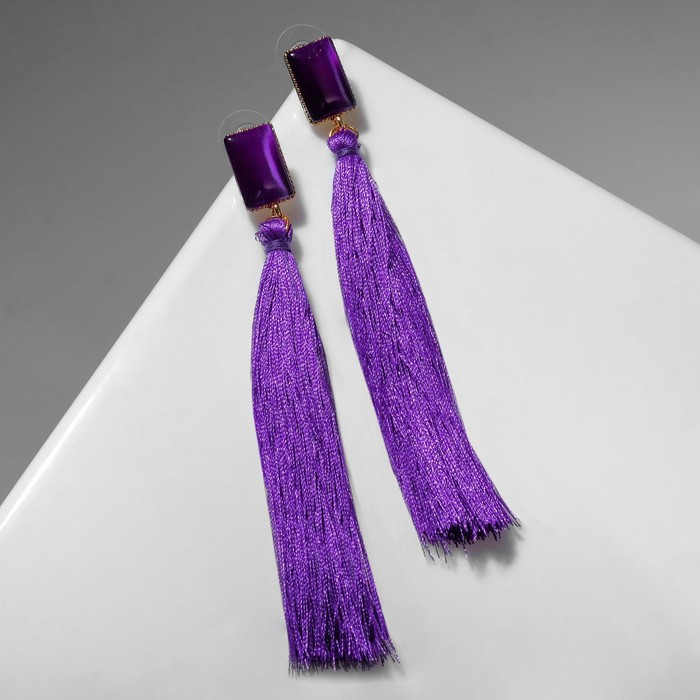 Серьги ассорти "Кисти" яркий образ, прямоугольник, цвет фиолетовый в золоте 
Серьги ассорти "Кисти" яркий образ, прямоугольник, цвет фиолетовый в золоте