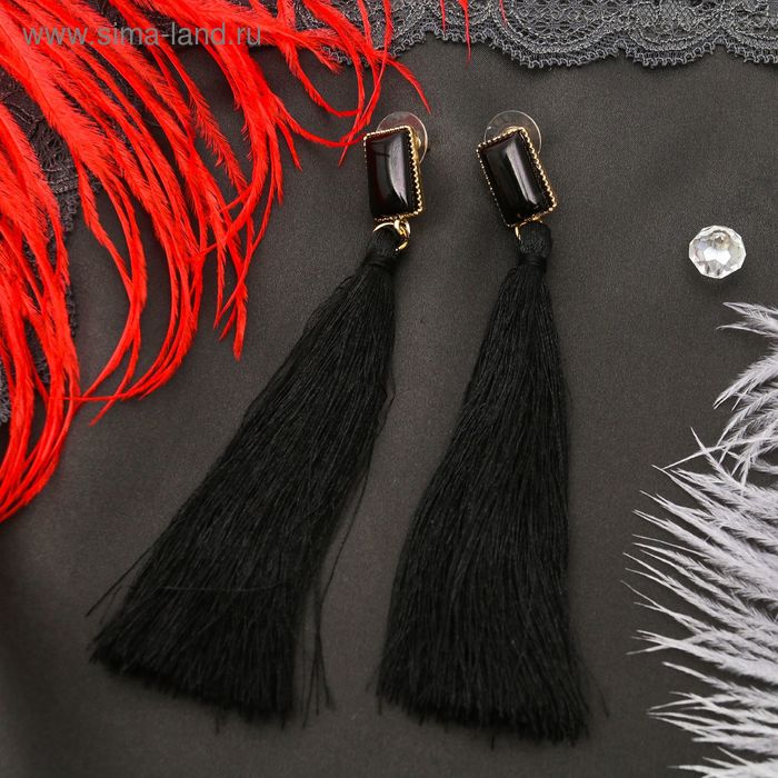 Серьги ассорти "Кисти" яркий образ, прямоугольник, цвет чёрный в золоте 
Серьги ассорти "Кисти" яркий образ, прямоугольник, цвет чёрный в золоте