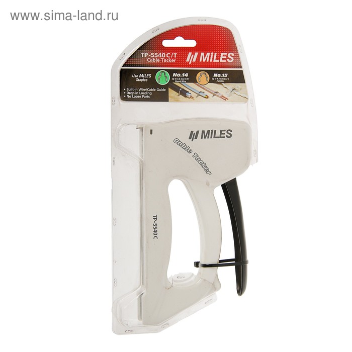 фото Степлер мебельный miles, 4-6 мм, тип скоб 14, 15, пластиковый корпус, для крепления кабеля