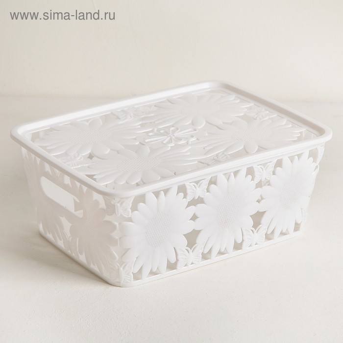 Корзина для хранения с крышкой «Подсолнухи», 25×19×10 см, цвет МИКС 
Корзина для хранения с крышкой «Подсолнухи», 25×19×10 см, цвет МИКС