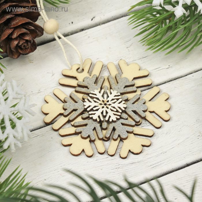 фото Подвеска новогодняя «новогодняя снежинка» лесная мастерская