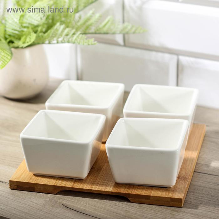 Набор салатников на деревянной подставке «Эстет», 150 мл, 21×21 см, 4 шт
Набор салатников на деревянной подставке «Эстет», 150 мл, 21×21 см, 4 шт