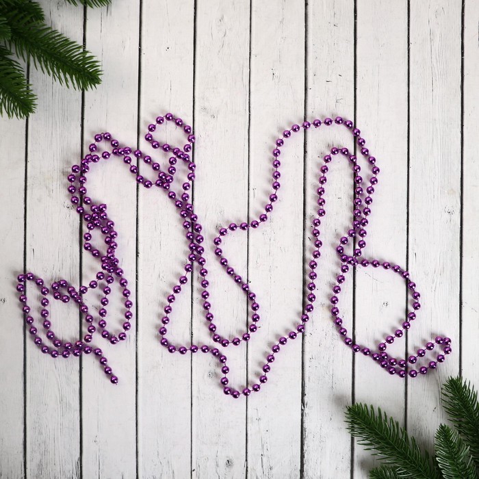фото Бусы на ёлку 2,7 м "шарики" d-7 мм, фиолетовые зимнее волшебство