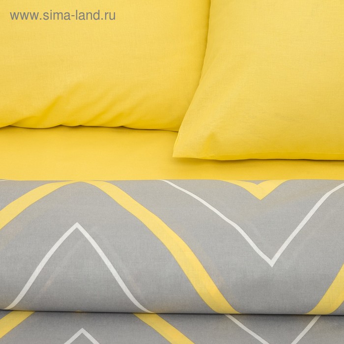 фото Постельное бельё этель 2 сп «жёлто-серые зигзаги» 175х215, 200х220, 70х70-2 шт