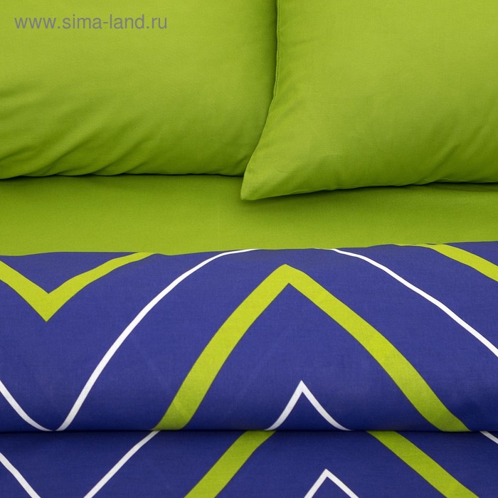 фото Постельное бельё этель 2 сп «зелёно-синие зигзаги» 175х215, 200х220, 70х70-2 шт