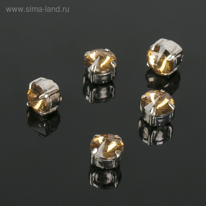 фото Стразы в цапах (набор 5 шт), 6*6мм, цвет коричневый в серебре queen fair