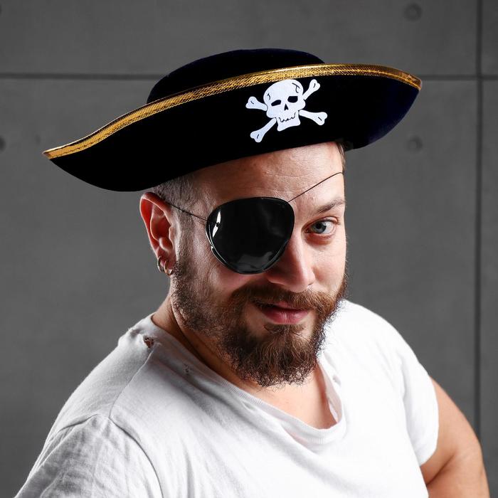 фото Шляпа пиратская, детская, золотистая каемка, р-р. 50 страна карнавалия